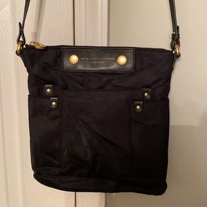 Saffiano-Trimmed Nylon Crossbody Bag